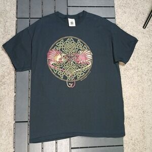 VTG Keltic Designs Shirt Mens L Black Celtic Dragons Jen Delyth Mythic 90s AB113